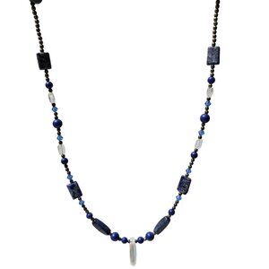 Boho Handcrafted Lapis Lazuli Crystal Blue Bead Necklace Fashion Jewelry Women
